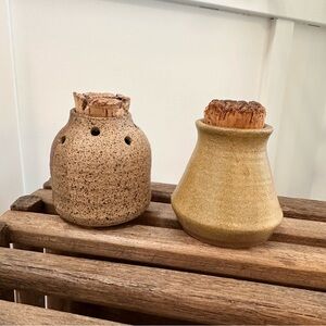 Vintage Studio Art Pottery Ceramic Corked Potpourri Jars Frog Matchstick Holder